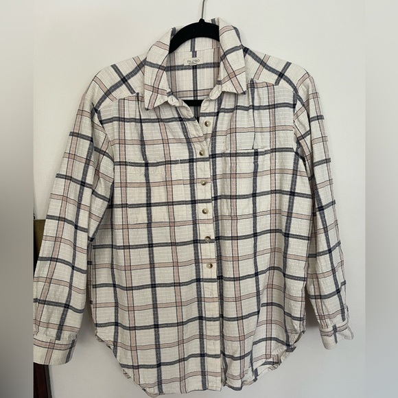 Anthropologie Pilcro Buttondown Plaid Shirt in Neutral Motif Size Small - Picture 4 of 10